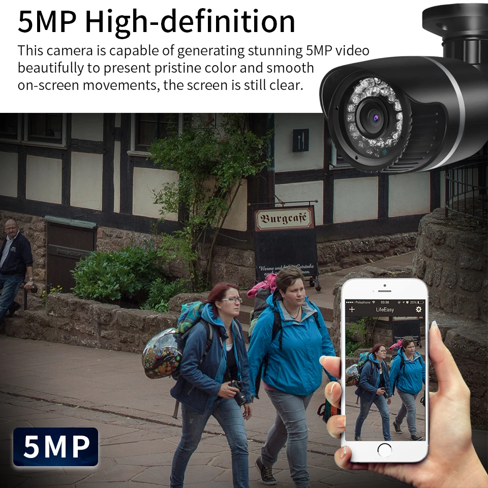 ZSVEDIO наблюдения Камера s IP Onvif 5MP IP66 снаружи 5 мега Пиксели пуля домашнее Белье для