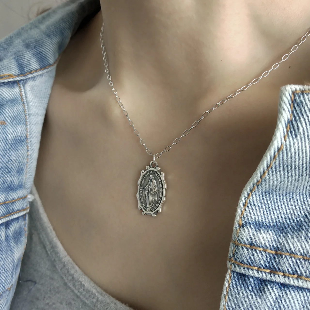 Колье из стерлингового серебра 925 пробы с изображением святого Иисуса