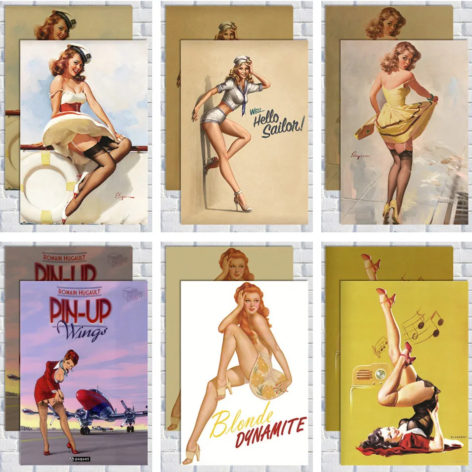 Pin up/крафт бумага/настенные наклейки/постер для бара/кафе/ретро