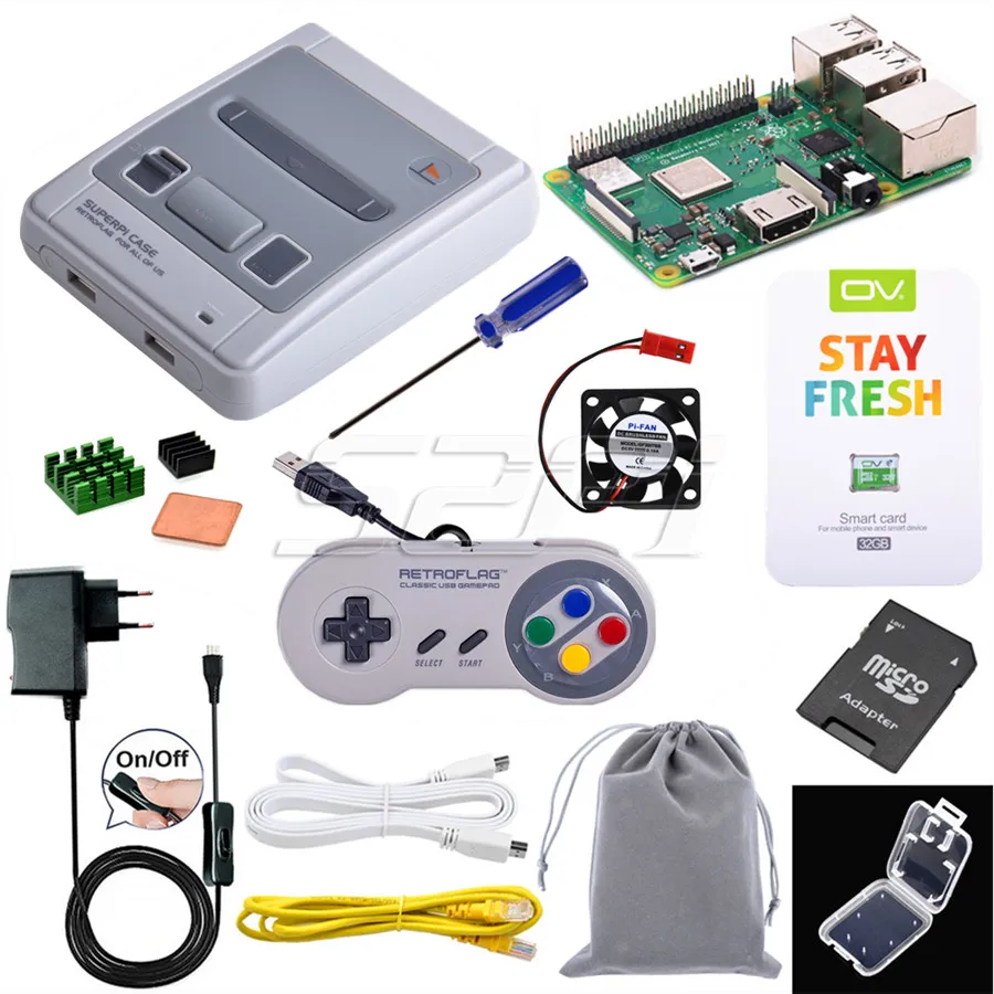 CASE RPI 1 Control 52Pi Retroflag чехол SUPERPi-J NESPi Чехол комплект с дополнительным игровым контроллером сумка для переноски для Raspberry Pi 3 B Plus/3/2B - Цвет: CASE RPI 1 Control