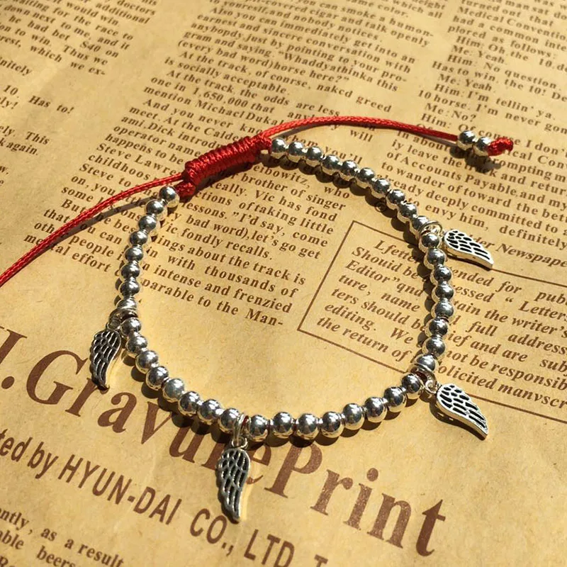 Браслет Lucky Wings серебряные бусины 925 пробы подарок для женщин ручной работы Шарм для браслета, украшения