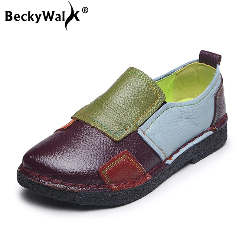 Мокасины BeckyWalk женские из натуральной кожи лоферы обувь ручной работы пэчворк с