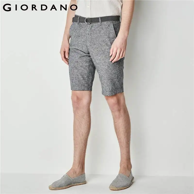 Giordano для мужчин шорты женщин Лен Slim Fit бермуды с поясом мужские 2018 Новые