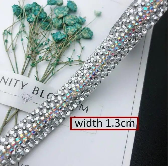 clear silver ab Стразы с горячей фиксацией, 1 ярд/партия, модные украшения из драгоценных камней и кристаллов, цветные необычные ленты, украшения для свадебного платья своими руками - Цвет: clear silver ab