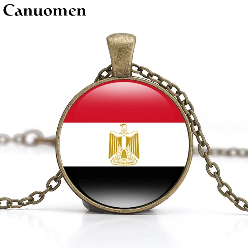 Egypt-Bronze Canuo мужчины марокканский кулон в форме флага ожерелье североафриканская страна Египет Albania Ливия суданская Tunisia Love Hometown мужчины женщины ювелирные изделия - Окраска металла: Egypt-Bronze