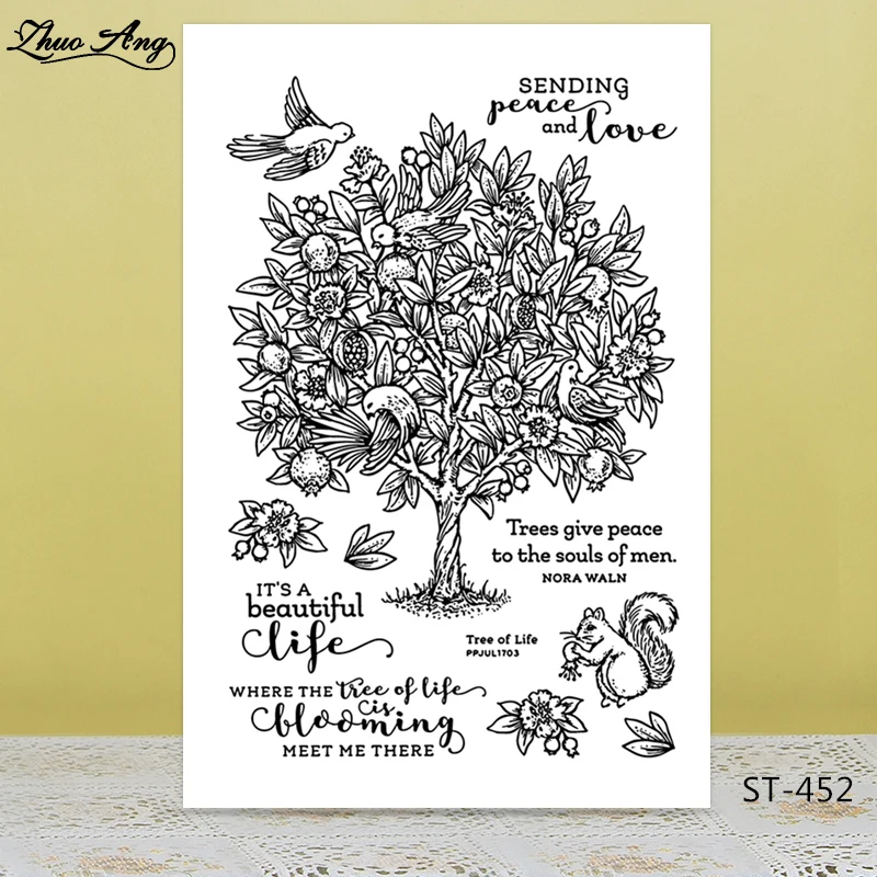 

Pomegranate Tree Transparent Rubber Stamp/Seal for DIY Scrapbooking/Photo Album Decorative Card Making Clear Stamps Supplies