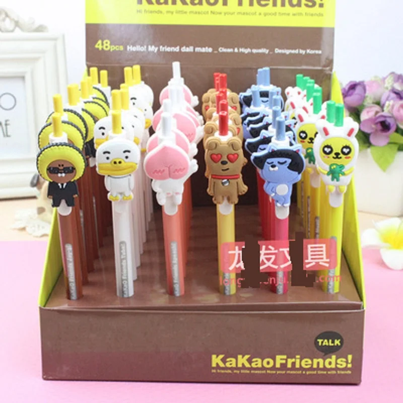 Новое поступление корейские канцелярские товары корейские KaKao лесная семья мультфильм пресс тип силикагель шариковая ручка 48 шт./лот