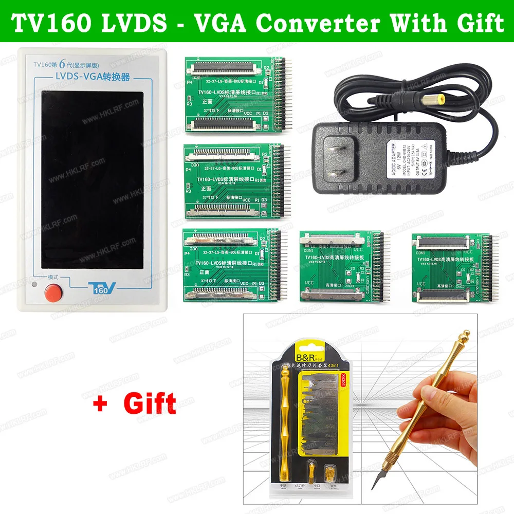 ТВ 160 6 го 7 поколения LVDS Turn VGA конвертер с дисплеем LCD/светодиодный тестер