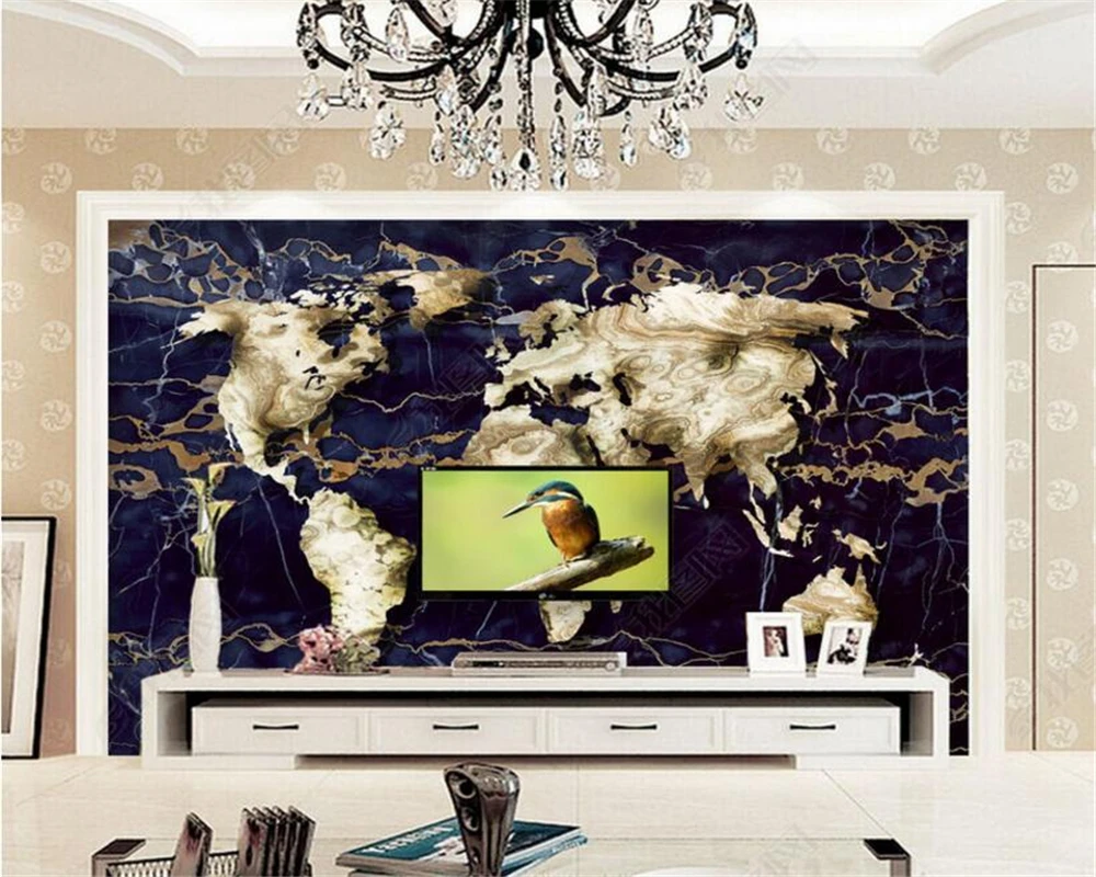 3D обои Beibehang для гостиной спальни Мраморная карта мира креативные фоновые