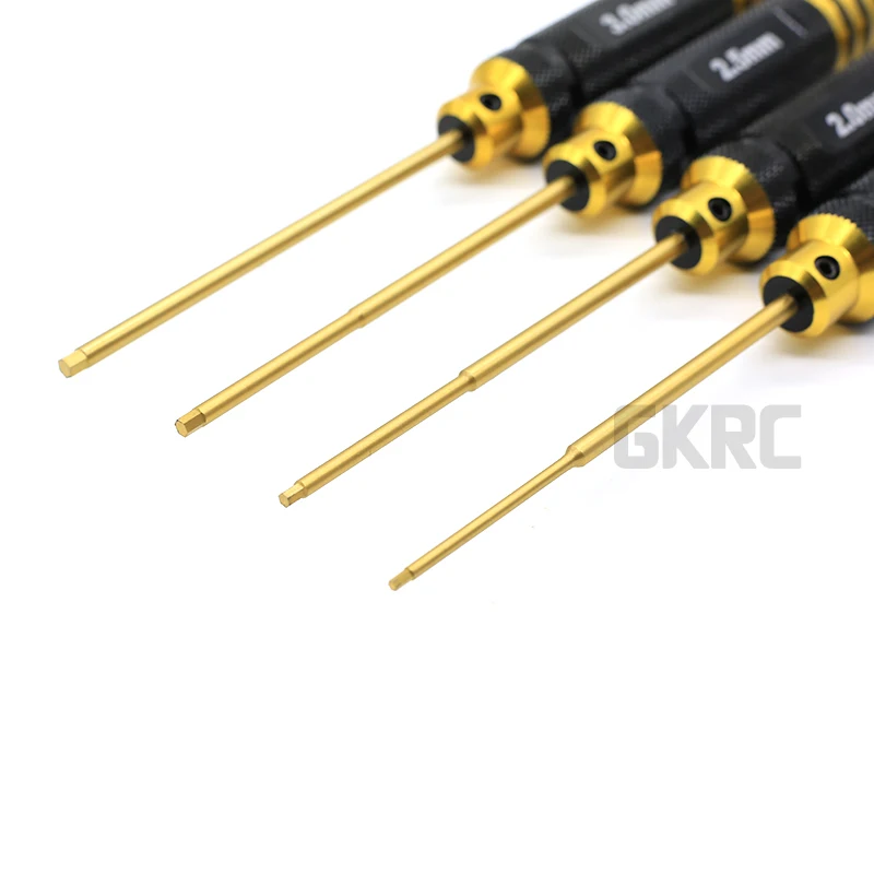 Набор из 4-х шестигранных отверток Rc Tools с титановым напылением и закалкой, размеры 1,5 мм, 2,0 мм, 2,5 мм и 3,0 мм для винтов вертолетов и игрушек со шпильками.