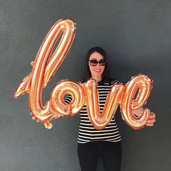 1 шт. гигантские розово-золотые красные воздушные шары с надписью Love для