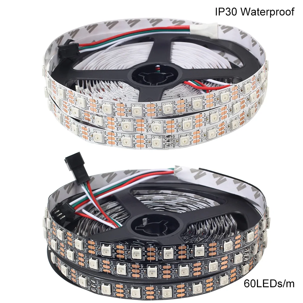 5 м/рулон DC5V ws2812b 300led ws2812IC встроенный индивидуально адресуемый 60 светодиодов/м 5050