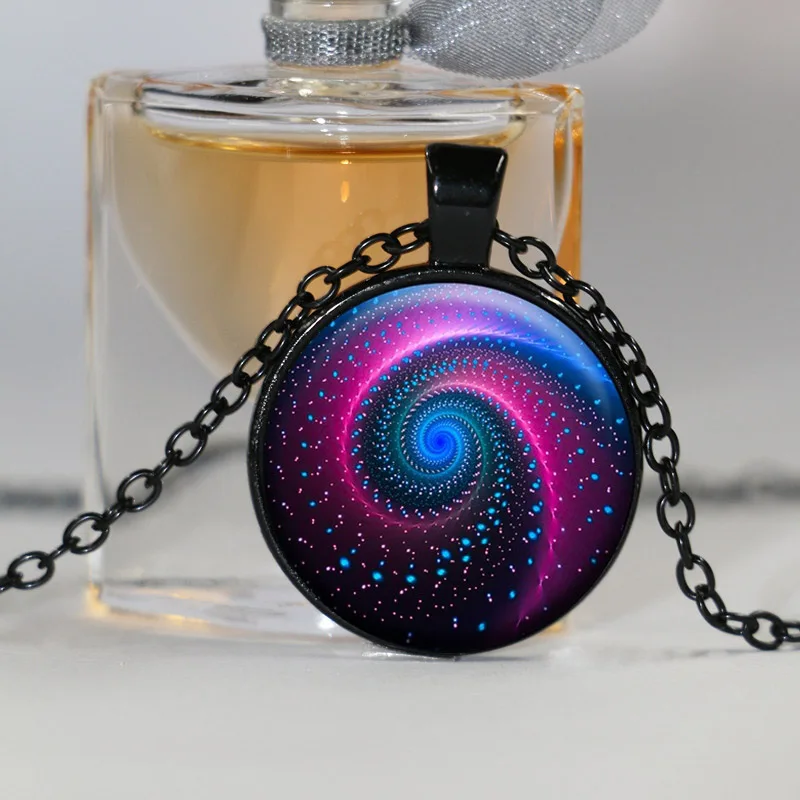 Ожерелье с подвеской из стекла галактики Туманность космический кабошон