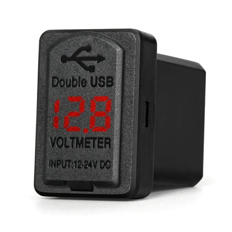 2019 12V для автомобиля с двумя портами USB Зарядное устройство светодиодный