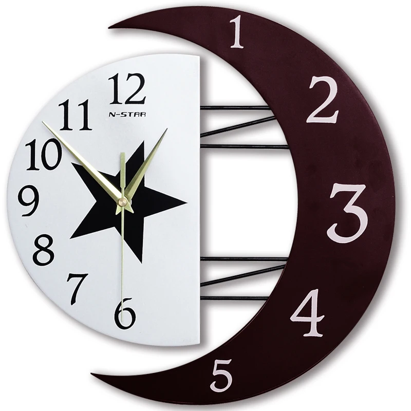 

Modern Minimalist Wall Clock Moon Stars Mute Living Room Clock Bedroom Home Quartz Clock Home Decoration Dropshipping