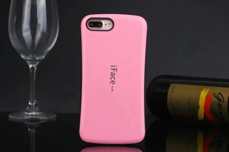 pink Милый iFace первый для iphone 7 cace гладкий глянцевый силиконовый чехол для телефона задняя крышка для iphone XR XS Max X 10 8 7 6S Plus coque - Цвет: pink