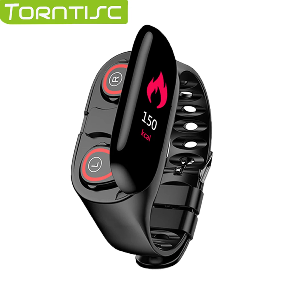 Torntisc, новинка, стерео, двойной, Bluetooth, наушники M1, Смарт-часы, пульсометр, кровяное давление, спортивный, умный Браслет для IOS, Android, телефон