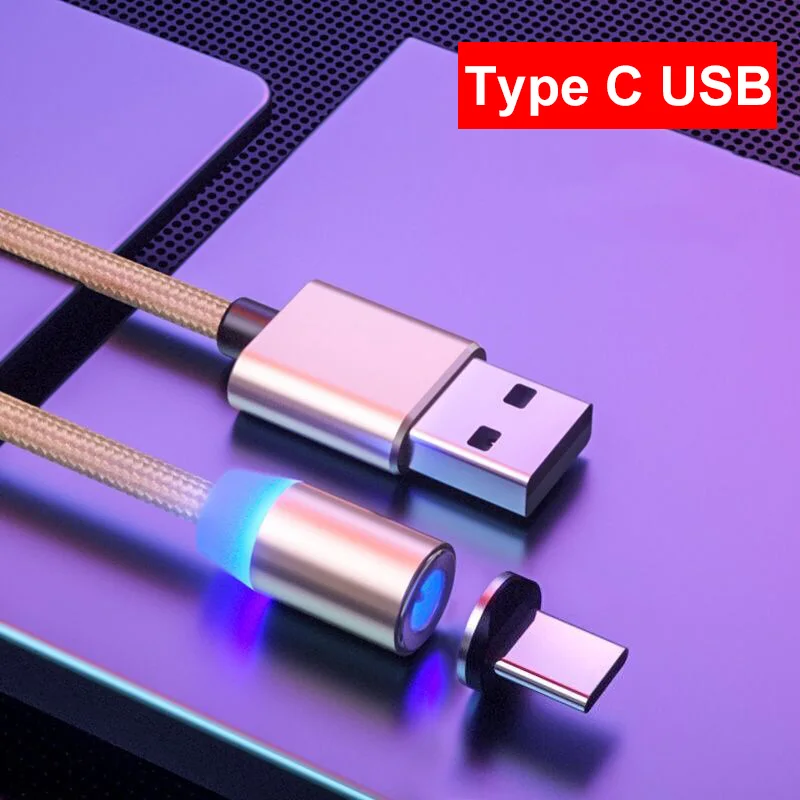 Gold Type C Cable Магнитный usb-кабель Олаф, Кабель Microusb для быстрой зарядки, кабель USB типа C, магнитный кабель для зарядки и передачи данных, кабель Micro usb для мобильных телефонов, кабель USB - Цвет: Gold Type C Cable