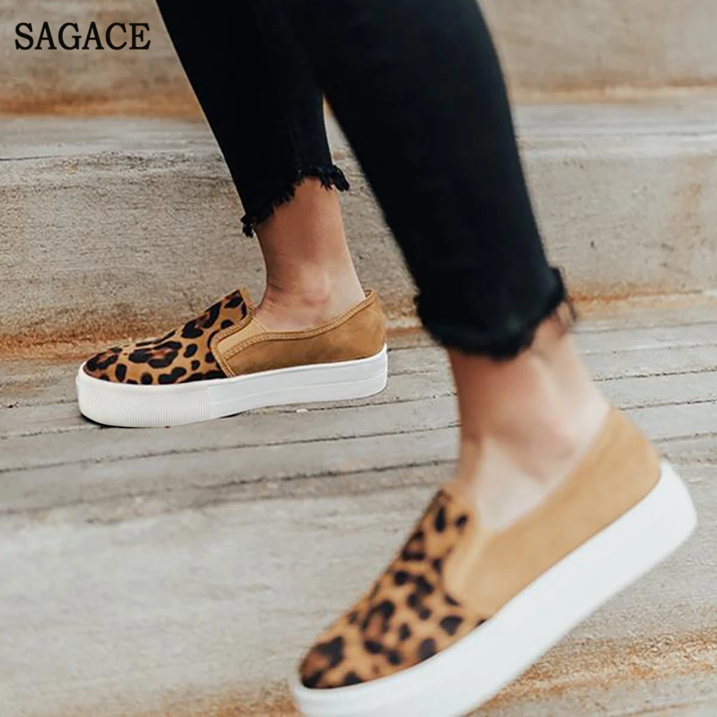 SAGACE/Женские повседневные Нескользящие леопардовые парусиновые кроссовки