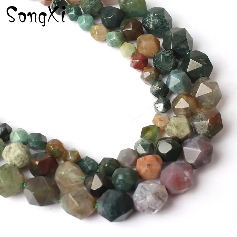 Wholesale Faceted Indian Agates Beads For Jewelry Making Natural Stone Bead Fit DIY Necklace Bracelet Jewellery 6 8 10 MM 15'' |
