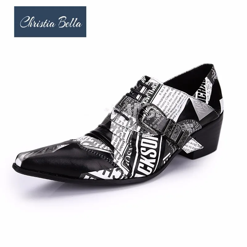 Zapatos Oxford de cuero genuino para hombre, calzado con estampado de periódico de estilo británico, de negocios, con punta puntiaguda, con cordones
