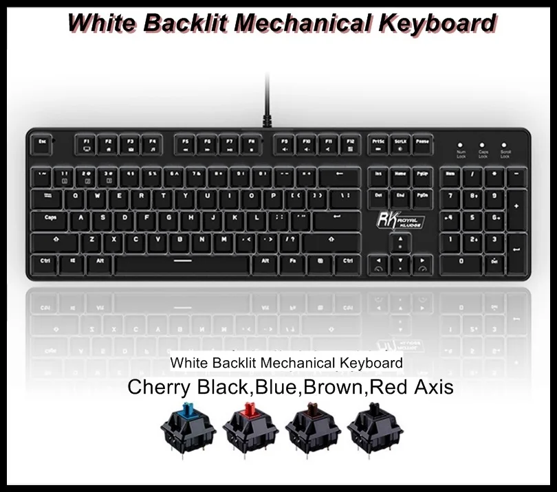 Обновление RK 920C эргономичная USB Проводная белая Механическая игровая клавиатура с подсветкой Вишневый черный, синий, коричневый красный ось бесплатные подарки