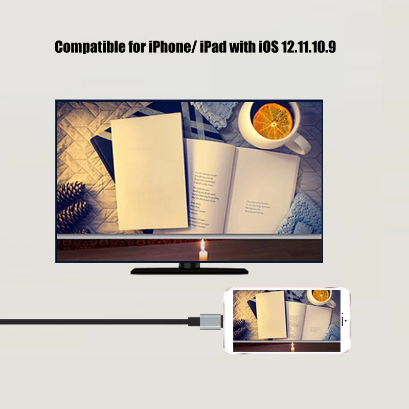 Конвертер USB в HDMI для зеркального кабеля Lightning/HDMI адаптер Apple iPhone X 8 7 6S iPad TV