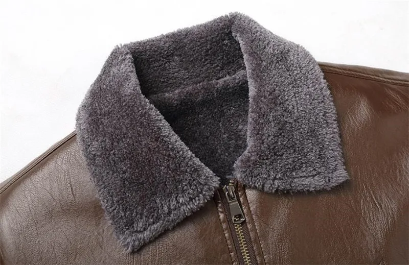 Мужская кожаная куртка темно-синяя однотонная теплая из искусственной кожи