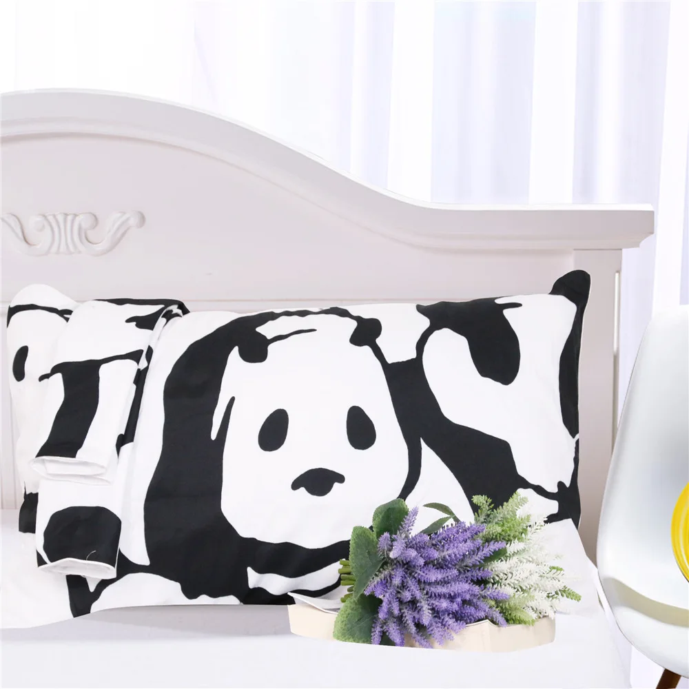Panda Bedding set Black and White Duvet Cover Cartoon for children Queen King 3pcs Bedclothes bed linen sheet TJ-44 | Дом и сад