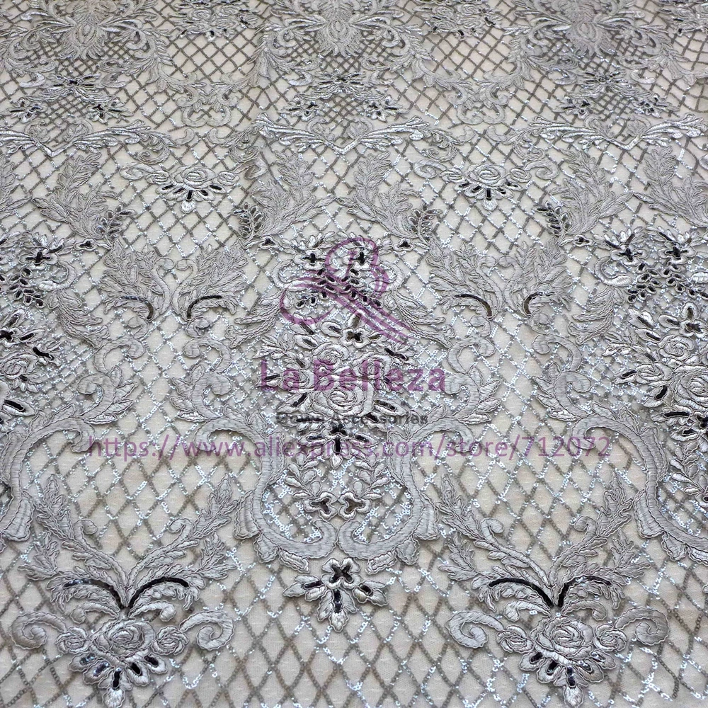 Горячая Мода Стиль off white и другие 3 цвета шнур блестки emboidery кружевная ткань свадебное/вечернее платье ткань 1 ярд