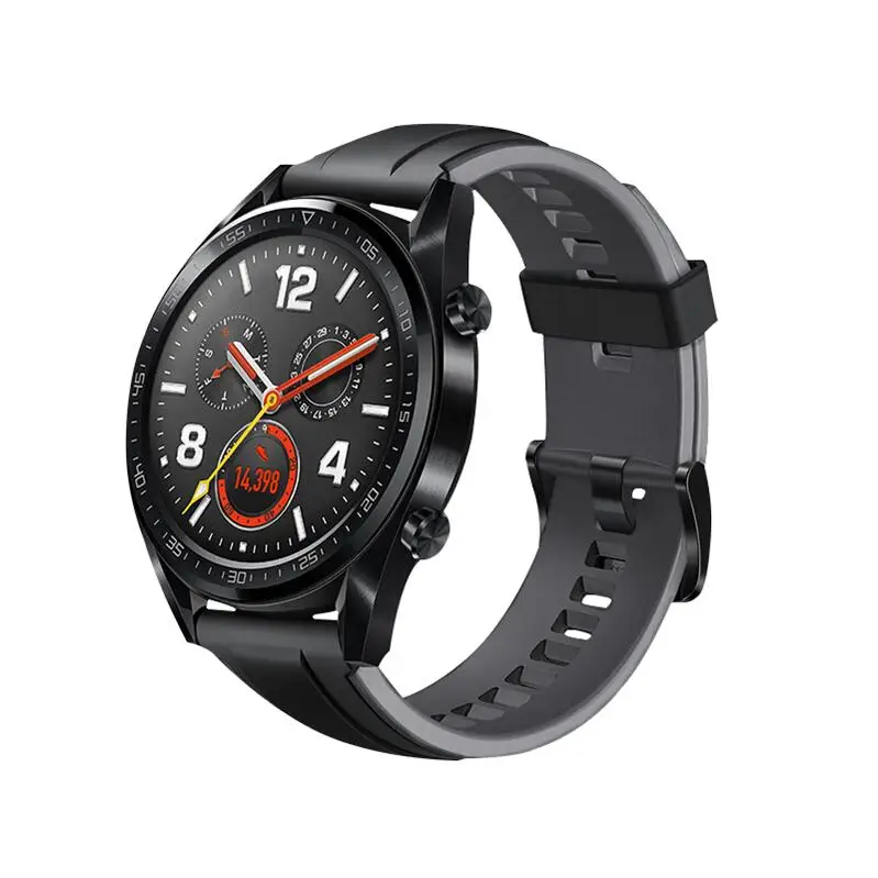 Black gray 22 мм браслет для huawei Watch GT ремешок силиконовый Wrisrband для huawei GT Watch Band/Magic для Xiaomi Amazfit Stratos 2/Pace 1 - Цвет: Black gray