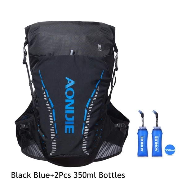 Blue 2pcs 350ml Aonijie, жилет для бега, гидратационная сумка, нейлон, 18L, рюкзак, сумка для прогулок на велосипеде, Пешие прогулки, тропа, марафон - Цвет: Blue 2pcs 350ml