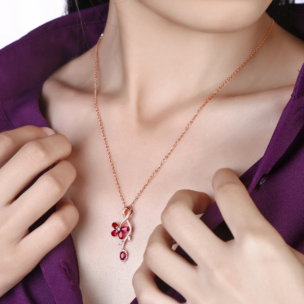 Красивые украшения 14 К розовое золото природных 1.49ct ruby &amp 0.29ct бриллиантами