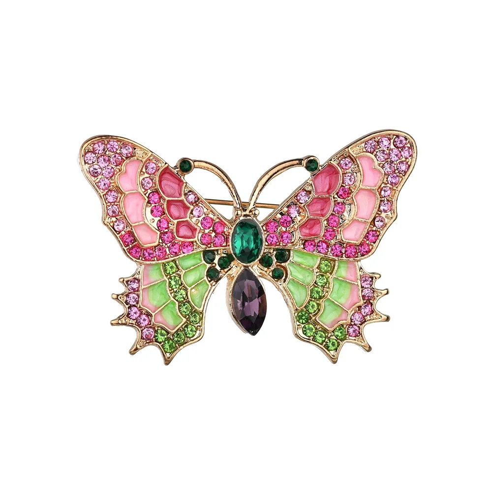 Женская Брошь-бабочка Terreau Kathy разноцветная брошь с золотой Заколкой стразы