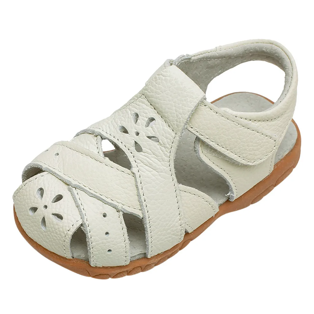 Детские Летние кожаные сандалии для девочек удобные дышащие повседневные