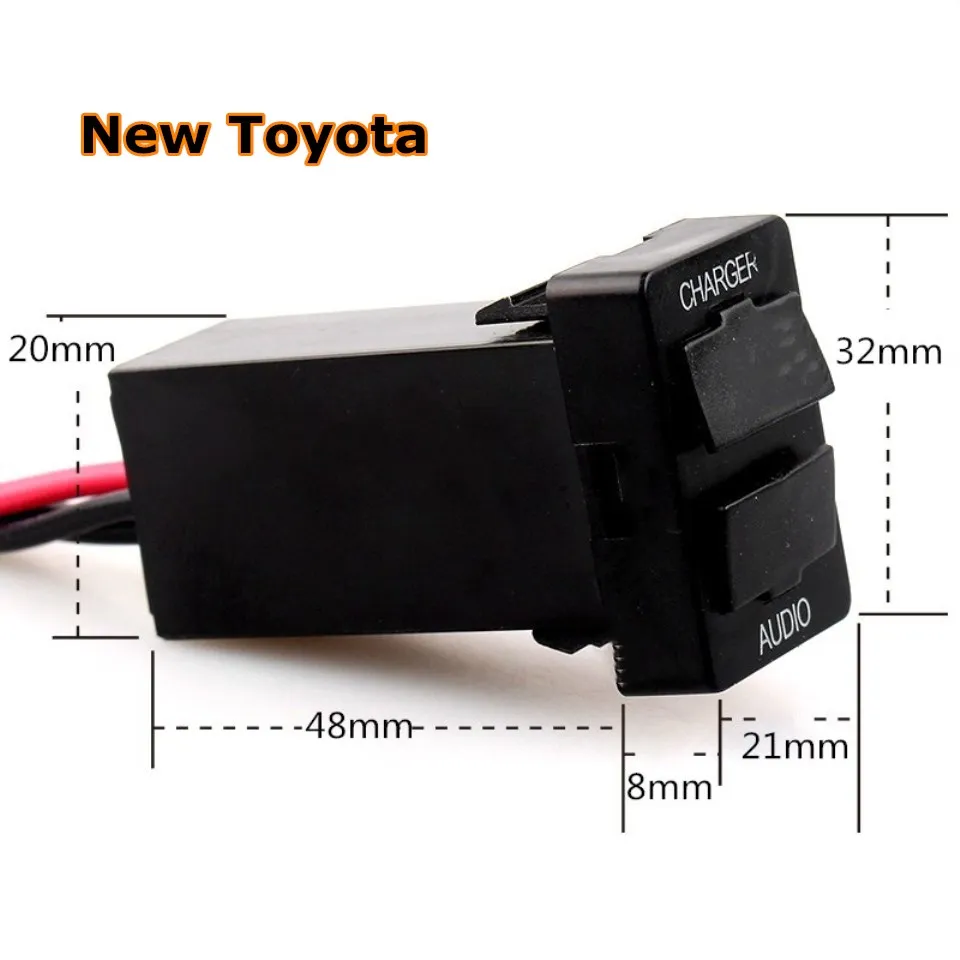 

DC 12V 2.4A Interface car USB Charger with Audio MP3 Socket Battery Voltage Display use for TOYOTA Corolla Auris Camry Reiz RAV4