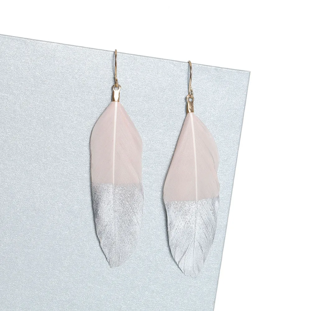 Женские серьги-подвески с натуральными перьями 1 пара | Украшения и аксессуары