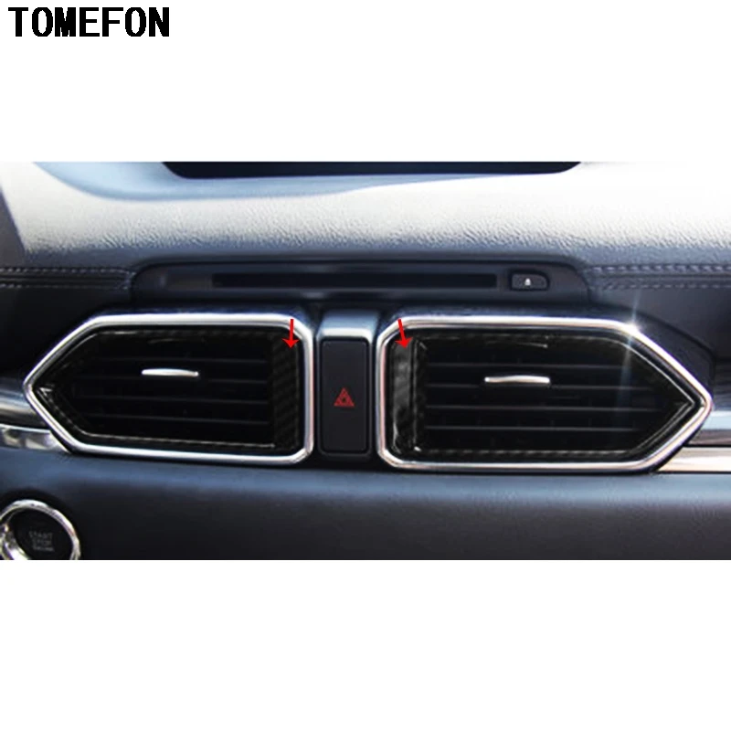 

TOMEFON 2 шт. для Mazda CX-5 CX5 2017 2018 ABS хромированное углеродное волокно интерьер Средний контрольный воздуховод выход молдинги аксессуары