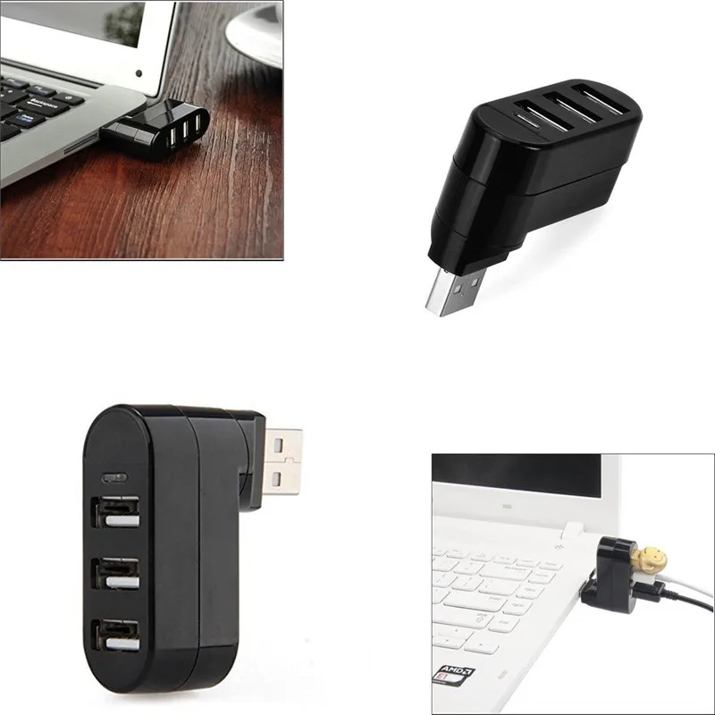Вращающийся высокое Скорость 3 Порты usb хаб 2 0 USB разветвитель адаптер для