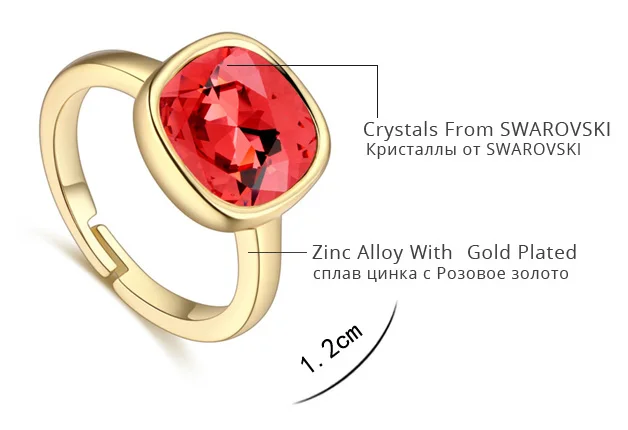 ANNGILL женский овальное кольцо Модные золотистые кристаллы от Swarovski ювелирные