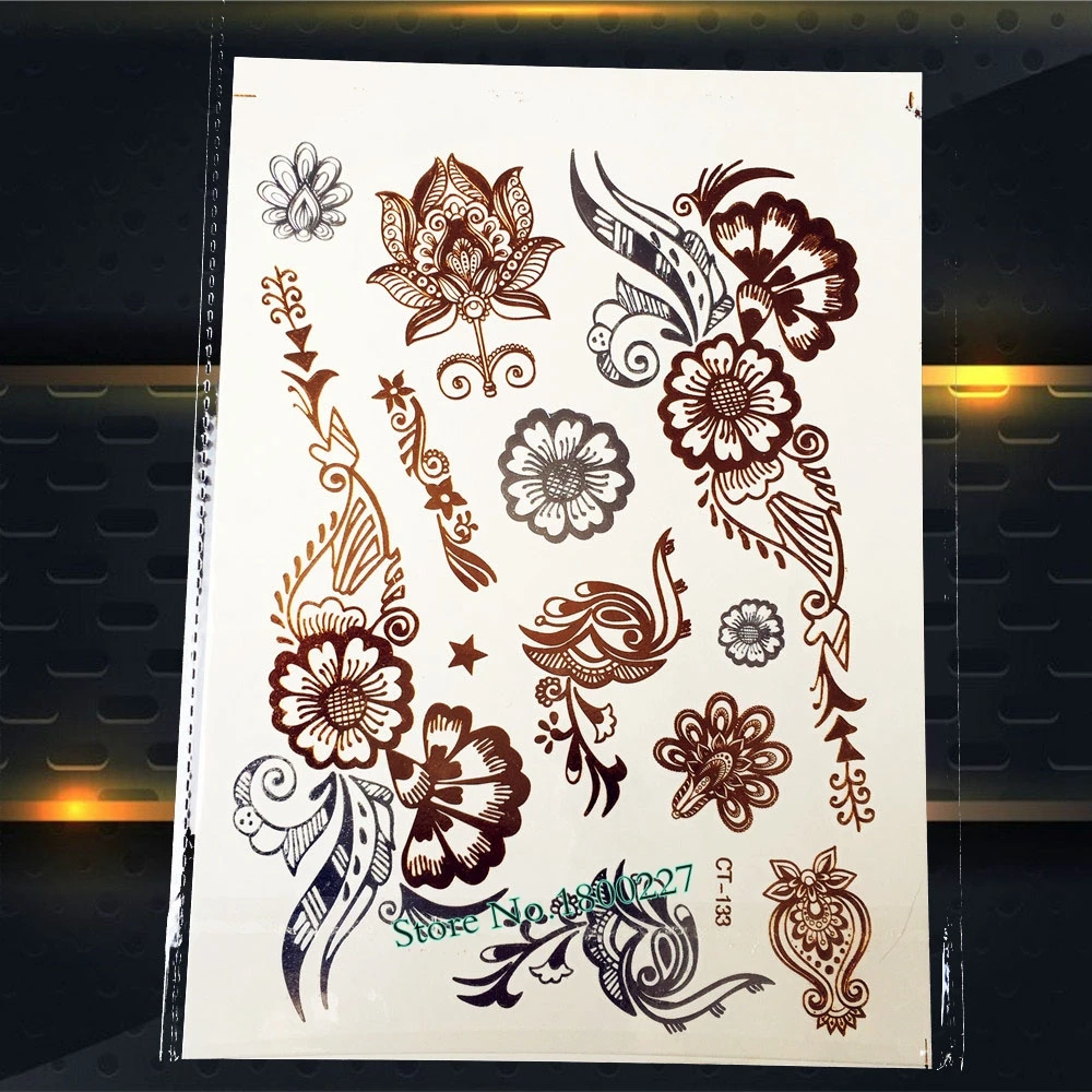 1 шт. большой размер Золотая Летающая бабочка блестящая металлическая татуировка