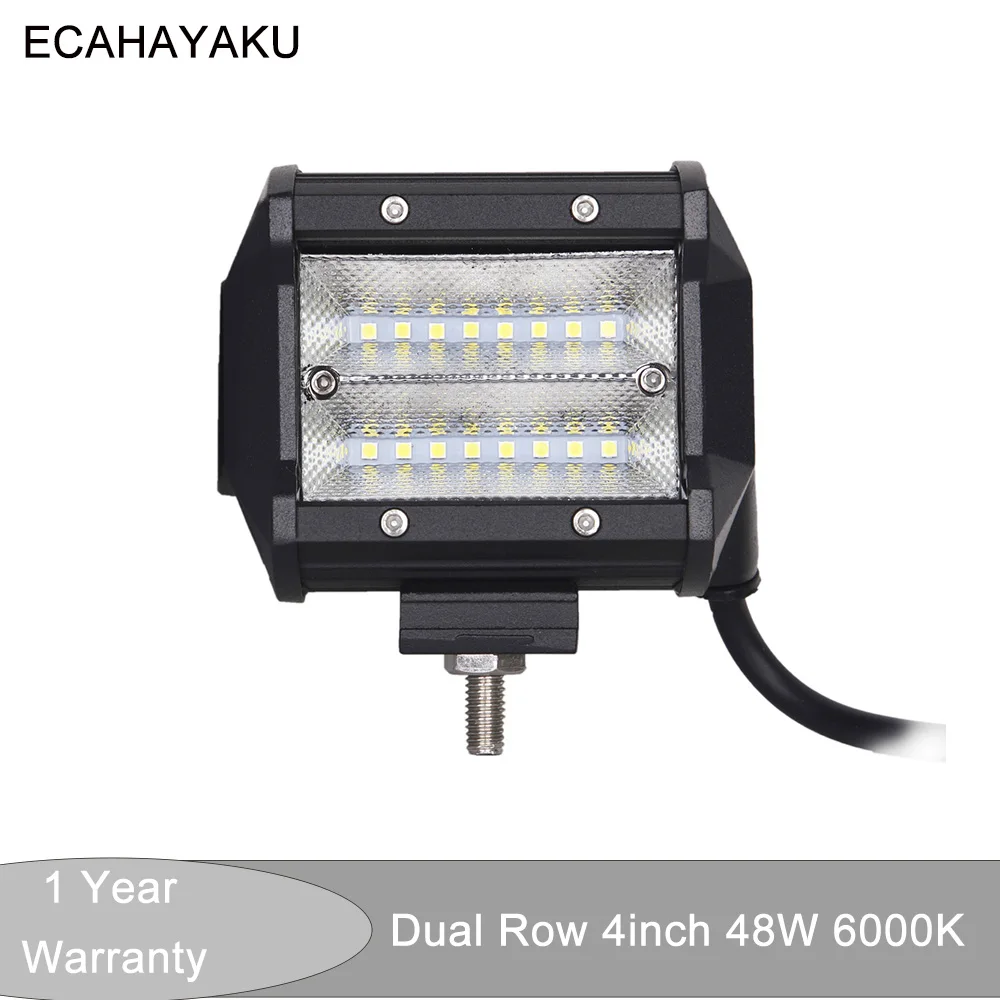 ECAHAYAKU 1x4 дюйма светодиодный рабочий светильник 12 В 48 Вт луч потока 24 в 6000 К Led бар