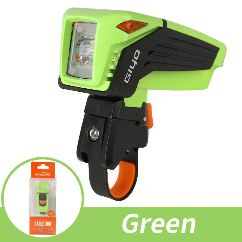 Eagle300 Green GIYO IPX5 Водонепроницаемый велосипедный фонарь с креплением держатель для велосипеда головной светильник на руль лампа USB Перезаряжаемый СВЕТОДИОДНЫЙ Фонарь велосипедный передний светильник s - Цвет: Eagle300 Green