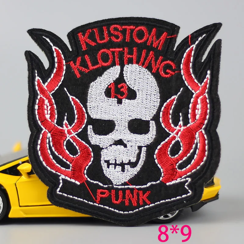 1 шт. панк череп голова скелета железа на вышитой пластырь для ткани мультфильм