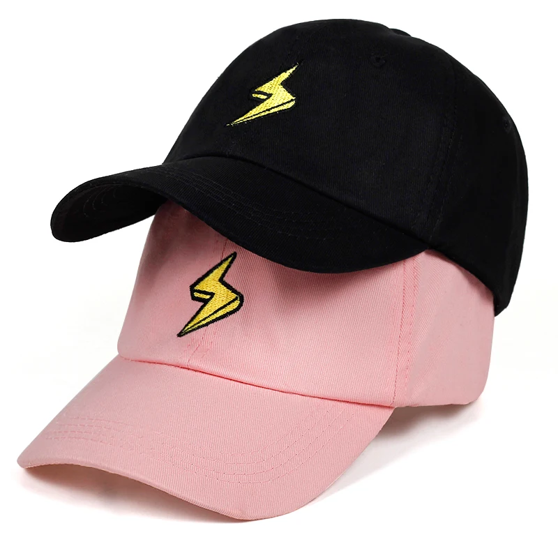 

2019 new lightning Dad Hat Embroidered Baseball Cap Curved Bill fashion brand snapback Hip-hop cap hats Bone Garros