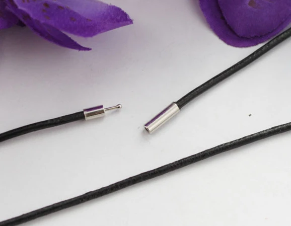 Оптовая Продажа Модные Винтажные серебряные застежки 3 мм черный кожаный шнур