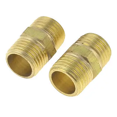

2 x Gold Tone Airbrush Coupling Fitting Hex Nipple Threaded Connector 1/8PT/1/4PT/3/8PT1/2PT/3/4PT