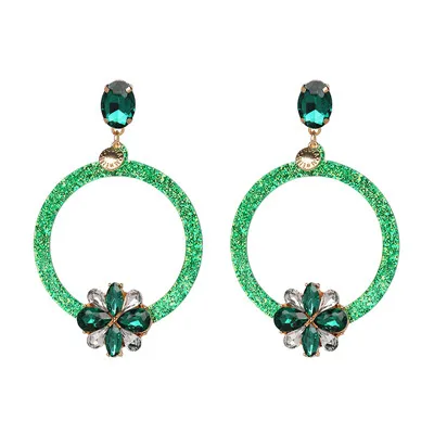 Green Модные серьги-капли нового дизайна, брендовые Роскошные модные круглые серьги Brinco с кристаллами, аксессуары для ушей Oorbellen, очаровательный свадебный подарок - Окраска металла: Green