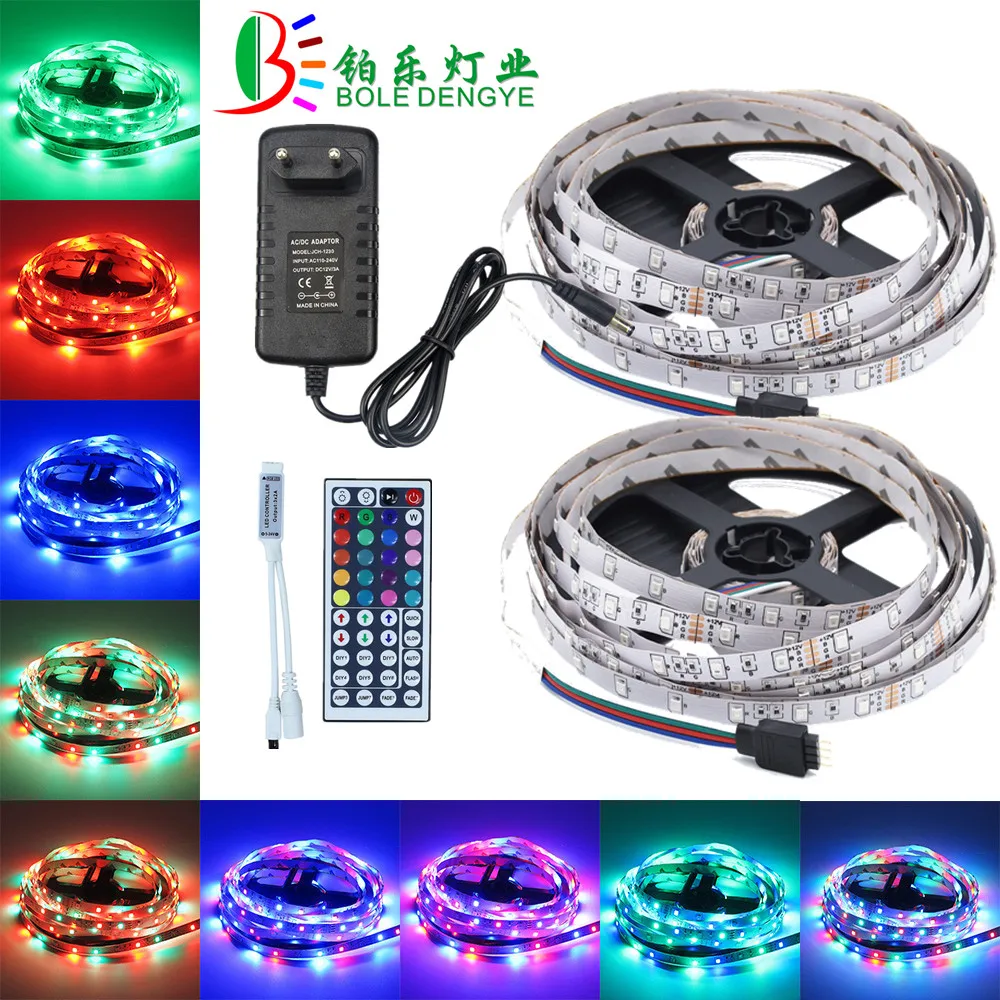 Гибкая светодиодная Светильник та SMD 2835 5 м 10 12 В цветная лента RGB + контроллер