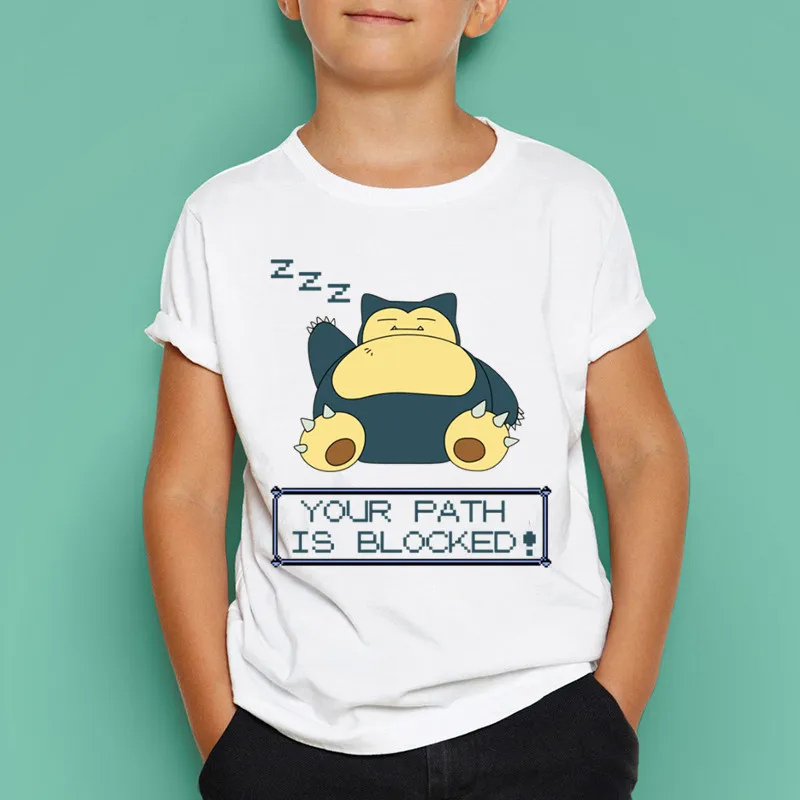 Футболка с принтом Pokemon Funny Snorlax Nope Детские повседневные топы короткими рукавами